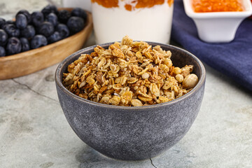 Granola museli cereal for breakfast