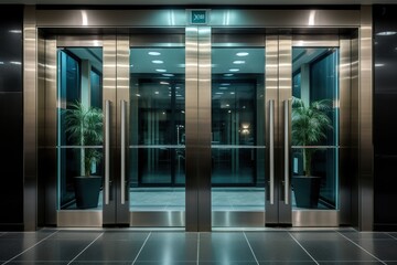 Elevator Swing Doors at business building.