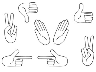 Hand gesture icon set of various shapes