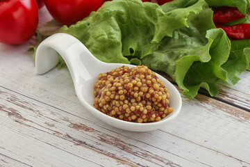 Mustard seeds sauce in the bowl