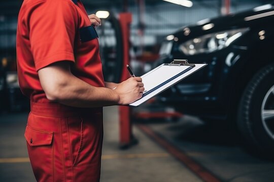 Mechanical checklist and vehicle inspection at the garage Auto car service and maintenance inspection concept