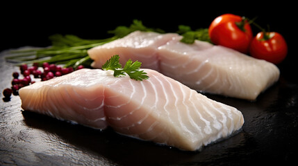 Fresh Cod Meat Zen Like Simplicity on Selective Focus Background