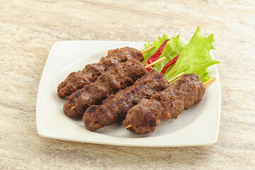 Beef kebab skewer minced meat