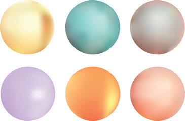 Set of light delicate colors ball on a transparent background