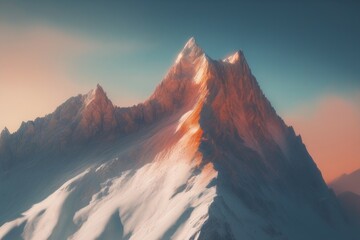 beautiful mountain landscape with snow beautiful mountain landscape with snow 3d illustration of a mountain landscape with a beautiful sunset