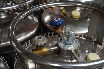Liquid nitrogen tanks in the lab.