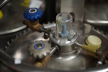 Liquid nitrogen tanks in the lab.