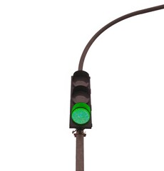 Traffic lights isolated over transparent background, clipart png illustration. Crossroad green light