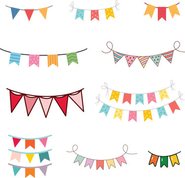 fanions - guirlande - drapeaux - triangles vector