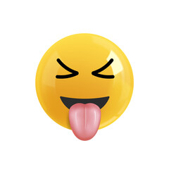 Emoji face . Realistic 3d design. Emoticon yellow glossy color. Icon in plastic cartoon style isolated on white background. PNG