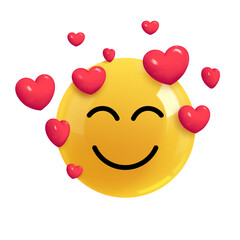 Emoji face happy lover. Emotion Realistic 3d Render. Icon Smile Emoji. EPS yellow glossy emoticons.