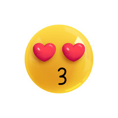 Emoji face the lover sends an air kiss. Emotion Realistic 3d Render. Icon Smile Emoji. PNG yellow glossy emoticons.