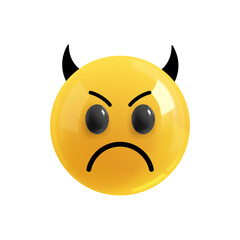 Emoji face evil. Emotion Realistic 3d Render. Icon Smile Emoji. EPS yellow glossy emoticons.