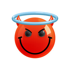 Emoji face evil sly smile. Emotion Realistic 3d Render. Icon Smile Emoji. PNG yellow glossy emoticons.
