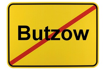 Illustration eines Ortsschildes der Gemeinde Butzow in Mecklenburg-Vorpommern