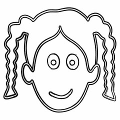 Girl's face drawing decoration design.