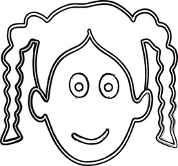 Girl's face drawing decoration design.