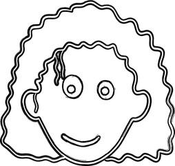 Girl's face drawing decoration design.