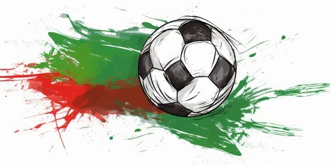 football, soccer ball, russian flag sports game, emblem sign, hand drawn  illustration sketch, Generative AI