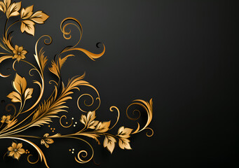 Elegant Golden Floral Design on Dark Background