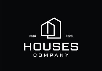 home house line art logo design template
