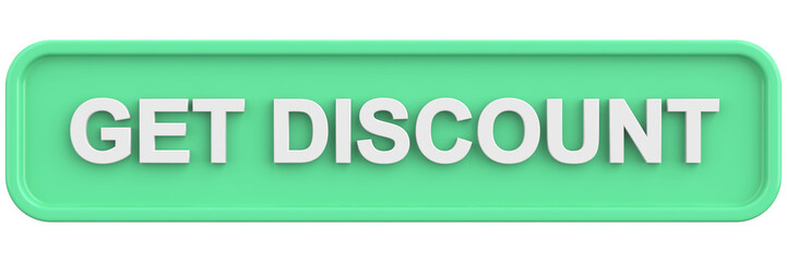 Get discount button. 3D illustration.