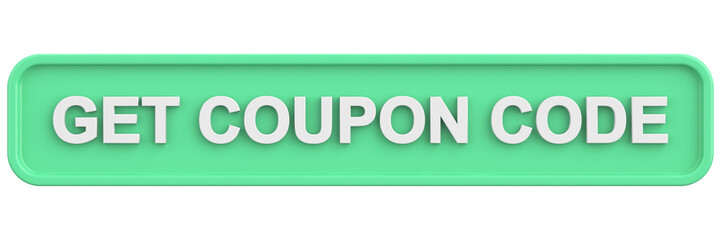 Get coupon code button. 3D illustration.