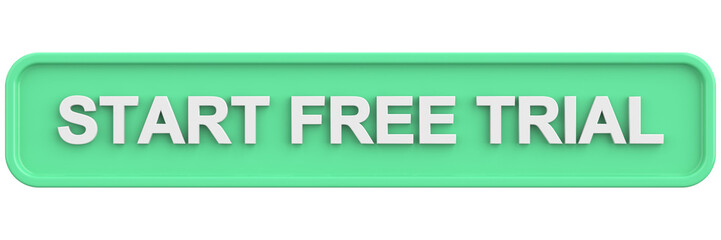 Start free trial button. 3D illustration.