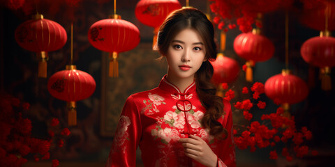 Chinese new year banner background - obrazy, fototapety, plakaty
