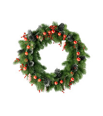 Christmas wreath. Christmas wreath with holly and snowflakes. png transparency © POSMGUYS