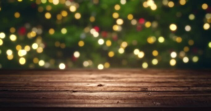 Christmas and New Year interior.light bokeh from Christmas tree at night party in winter.