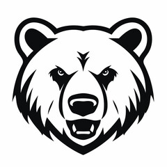 Grizzly bear black icon on white background. Grizzly bear silhouette