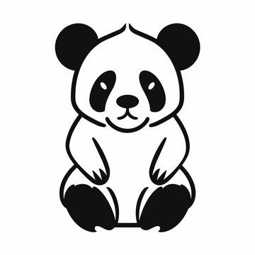 recommend clip art: Panda black icon on white background. Panda silhouette
