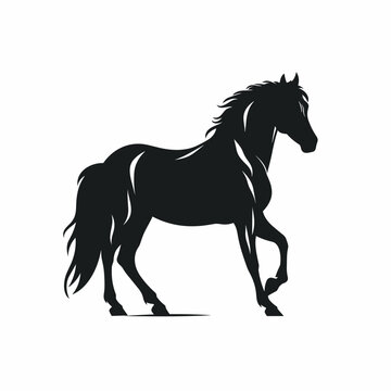 recommend clip art: Horse black icon on white background. Horse silhouette