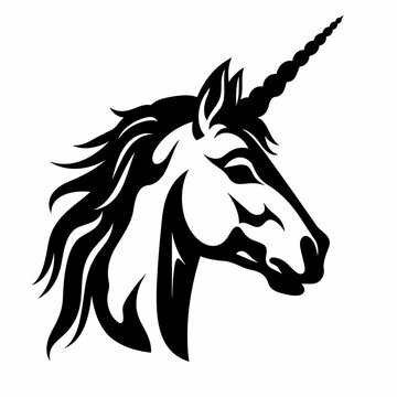 Unicorn black icon on white background. Unicorn silhouette