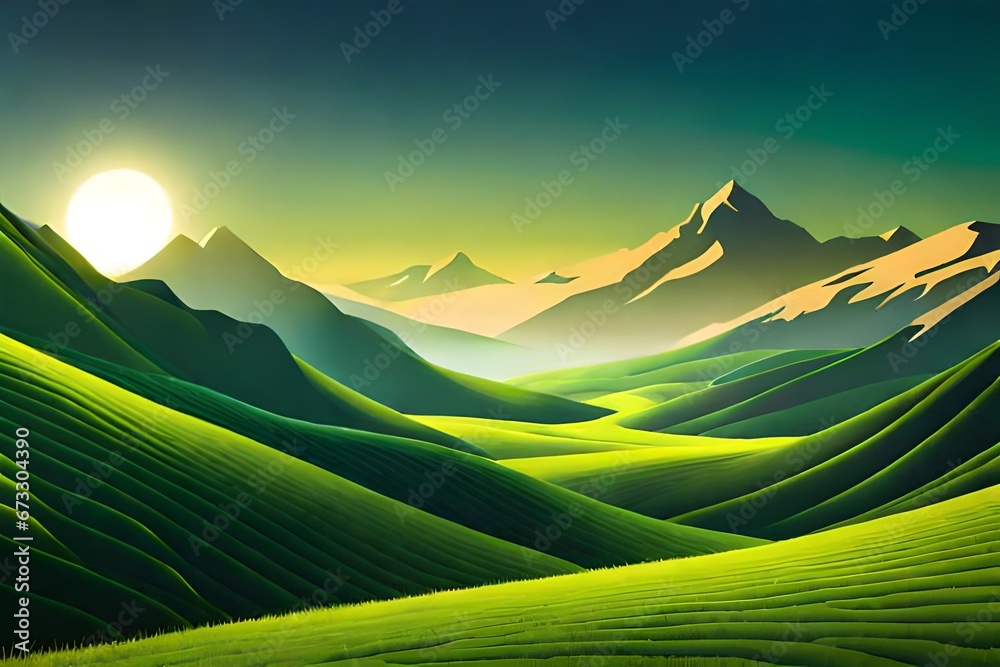 Wall mural landscape with mountains