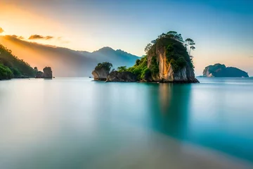 Zelfklevend Fotobehang tropical island in the sea © Sofia Saif