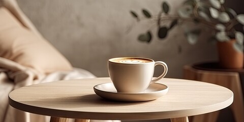 Rustic morning vibes. Hot drink on wooden table in vintage cafe style. Coffee delight. Closeup of rustic wood desk. Cozy retro breakfast - obrazy, fototapety, plakaty