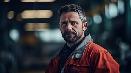 Fototapeta premium Portrait of male industrial worker indoors in factory.