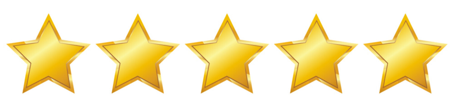5 gold star for rating, vector