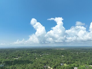 Clouds and panorama drone photography aerial view