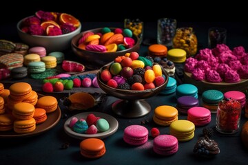Fototapeta na wymiar Delicious colorful treats. Generative AI