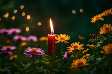 candles and flowers