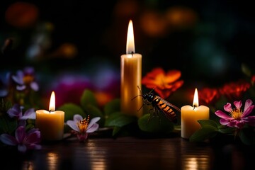 candles and flowers