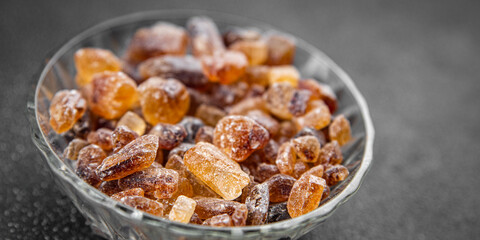 rock sugar crystals pieces candy brown sugar candied big rock caramel taste cane sugar healthy eating cooking appetizer meal food snack on the table