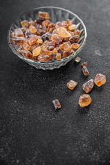 rock sugar crystals pieces candy brown sugar candied big rock caramel taste cane sugar healthy eating cooking appetizer meal food snack on the table