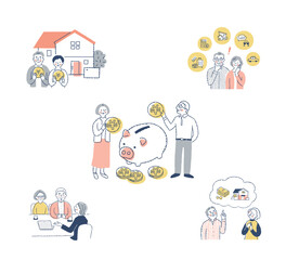 お金・投資・資産運用関連と複数の人物　セット