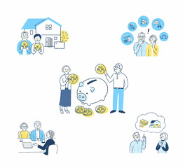 お金・投資・資産運用関連と複数の人物　セット