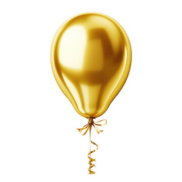 Gold metallic A alphabet balloon Realistic 3D on white background.
