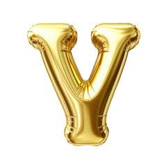 Gold metallic Y alphabet balloon Realistic 3D on white background.